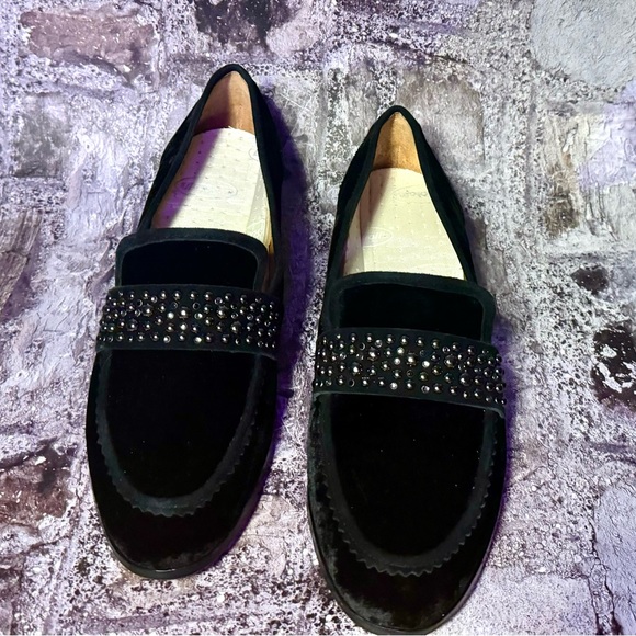 Franco Sarto Shoes - Franco Sarta Johanna Black Velvet Penny Loafer Shoes